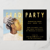 Invitation En Aluminium Pressing Gold Elegant Botanical Grad Photo Party (Devant)