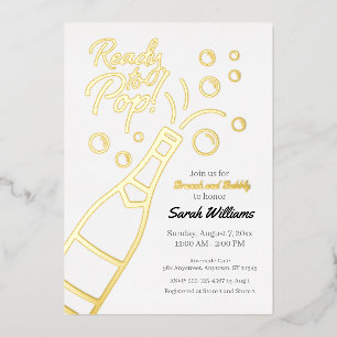 Invitation En Aluminium Prête à éclore Brunch et Rosé pétillant Baby Showe