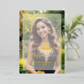 Invitation En Aluminium Princess Tiara Exquisite Overlay Vellum Effect XV (Debout devant)