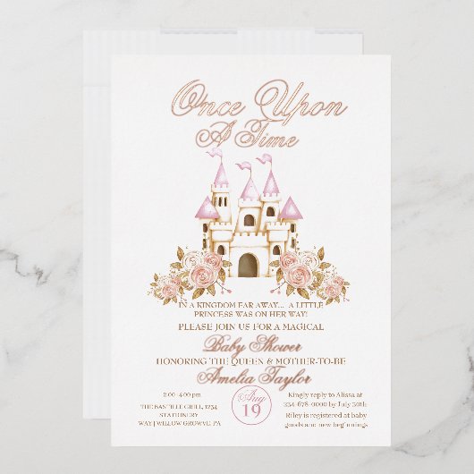 Invitation En Aluminium Princesse Baby Girl Douche (Enveloppe)
