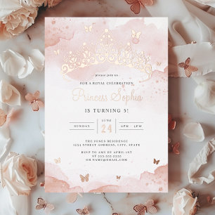 Invitation En Aluminium Princesse Rose Gold Girls Anniversaire