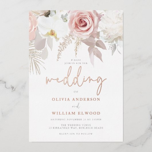 Invitation En Aluminium Printemps Divin Toutes les saisons Mariage botaniq (Recto)