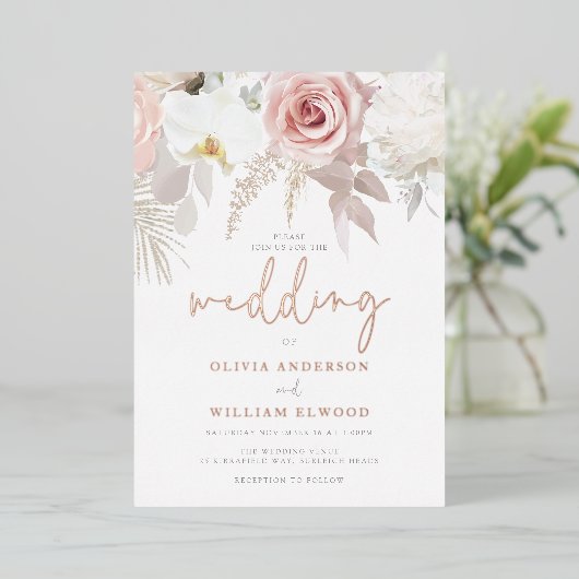 Invitation En Aluminium Printemps Divin Toutes les saisons Mariage botaniq (Debout devant)