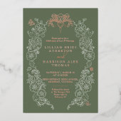 Invitation En Aluminium Printemps Fleur de lis mariage sauge vert (Recto)