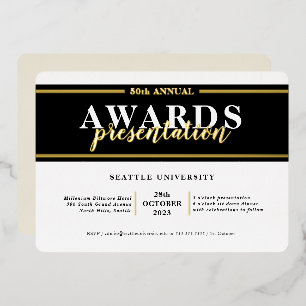 Invitation En Aluminium PRIX DÎNER événement moderne simple d'or noir