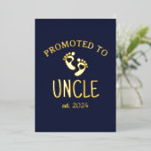 Invitation En Aluminium Promu à Oncle / Coeur Chic Marine Blue Gold (Debout devant)