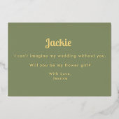 Invitation En Aluminium Proposition d'Épouse de Fleur verte Sage (Verso)