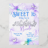 Invitation En Aluminium Purple Aquarelle Orchidées Douce 16 (Recto)