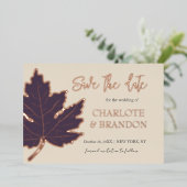 Invitation En Aluminium Purple Automne Maple Leaf Mariage Enregistrer La D (Debout devant)