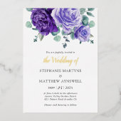 Invitation En Aluminium Purple Blooms Eucalyptus Mariage Botanique Fhuile (Recto)