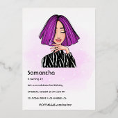 Invitation En Aluminium Purple et Black Zebra Stripes fête d'anniversaire (Verso)