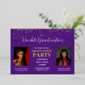 Invitation En Aluminium Purple et or Double Graduation Or (Debout devant)