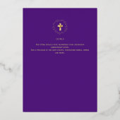 Invitation En Aluminium Purple Gold Catholique Mariage Élégant Formel Mode (Verso)