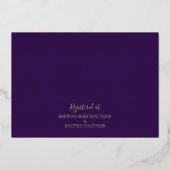 Invitation En Aluminium Purple & Gold Moderne Peony Toile Baby shower (Verso)