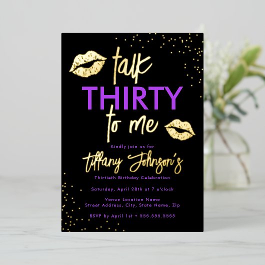 Invitation En Aluminium Purple Gold Parle Trente Me Leopard 30e (Debout devant)