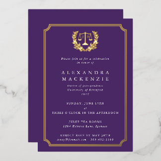 Invitation En Aluminium Purple JD Law School Graduation Party