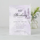 Invitation En Aluminium Purple lavande 60e anniversaire fête argent (Debout devant)