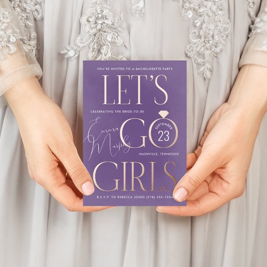 Invitation En Aluminium Purple Lets Go Girls Bachelorette Party