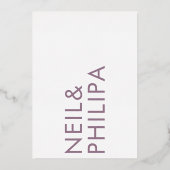 Invitation En Aluminium Purple Lilac NOMS Modernes Simple (Verso)