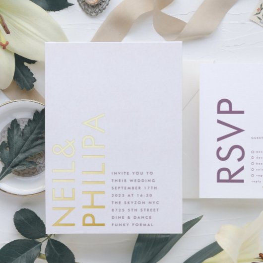 Invitation En Aluminium Purple Lilac NOMS Modernes Simple