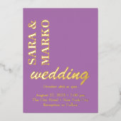 Invitation En Aluminium Purple NOMS Modernes Simple Mariage (Recto)