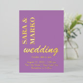 Invitation En Aluminium Purple NOMS Modernes Simple Mariage (Debout devant)