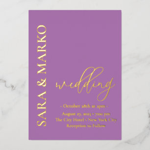 Invitation En Aluminium Purple NOMS Modernes Simple Mariage