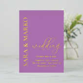 Invitation En Aluminium Purple NOMS Modernes Simple Mariage (Debout devant)