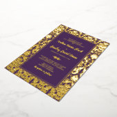 Invitation En Aluminium Purple Real Gold Foil Mariage damassé (Rotation)