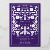 Invitation En Aluminium Purple Royal Medieval Silver Sword Wedding (Recto)