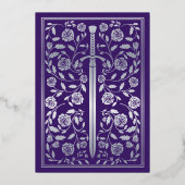 Invitation En Aluminium Purple Royal Medieval Silver Sword Wedding (Verso)