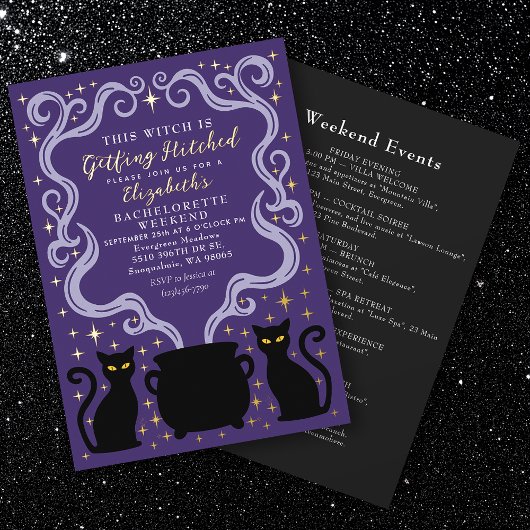 Invitation En Aluminium Purple Witchy Getting Hitched Bachelorette Weekend