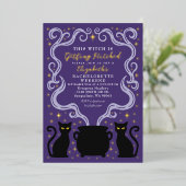 Invitation En Aluminium Purple Witchy Getting Hitched Bachelorette Weekend (Debout devant)