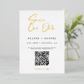 Invitation En Aluminium QR Code Enregistrer notre date Photo Gold (Debout devant)