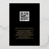 Invitation En Aluminium QR code moderne élégant or noir mariage (Verso)