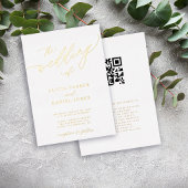 Invitation En Aluminium QR code moderne romantique élégant mariage or