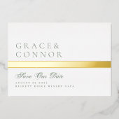 Invitation En Aluminium QR Code Moss Green Stripe Photo Enregistrer la dat (Devant)