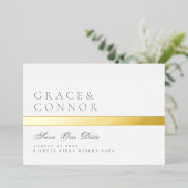 Invitation En Aluminium QR Code Moss Green Stripe Photo Enregistrer la dat (Debout devant)