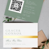 Invitation En Aluminium QR Code Moss Green Stripe Photo Enregistrer la dat