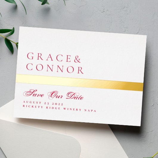 Invitation En Aluminium QR Code Red Magenta Stripe Photo Enregistrer la da