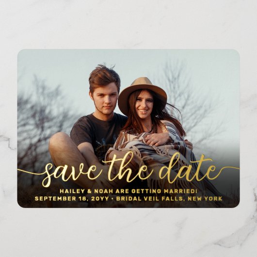 Invitation En Aluminium QR Code Simple Script Wedding Enregistrer la photo (Recto)