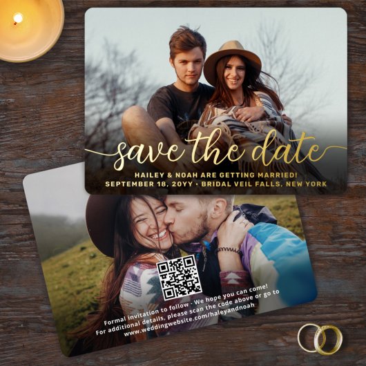 Invitation En Aluminium QR Code Simple Script Wedding Enregistrer la photo