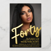 Invitation En Aluminium Quarante-40e anniversaire script photo personnalis (Recto)