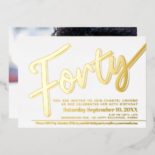 Invitation En Aluminium Quarante-40e fête d'anniversaire blanc avec écritu