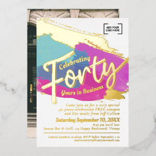 Invitation En Aluminium Quarante ans d'affaires anniversaire or art