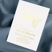Invitation En Aluminium Quarante | Chic Foil Script Fête d'anniversaire 40