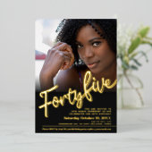 Invitation En Aluminium Quarante-cinq 45e Anniversaire or noir script phot (Debout devant)