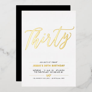 Invitation En Aluminium Quarante Fête d'anniversaire 30 ans Moderne Or &