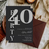 Invitation En Aluminium Quarante | Fête d'anniversaire moderne Silver & Wh