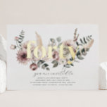 Invitation En Aluminium Quarante fleurs - 40e anniversaire - Or<br><div class="desc">Floraux d'aquarelle moderne et feuilles de saumons avec le mot "quarante" en véritable feuille d'or. Parfait pour votre fête d'anniversaire !</div>